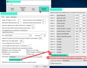 Accessing touchscreen settings in Webcam Photobooth